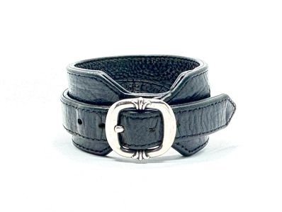 Chrome Hearts RR Tiny Buckle Leather Bracelet "Black/Silver"