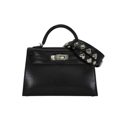 2025年秋冬限定 HERMES エルメス ショルダーバッグ ケリー ミニ ドゥ ケリー 20 クルーテドゥクール 黒 (ブラック) シェーブルシャムキラ(シェーブルチャムキラ)/トランプスタッズ シルバー金具 G刻印 新品