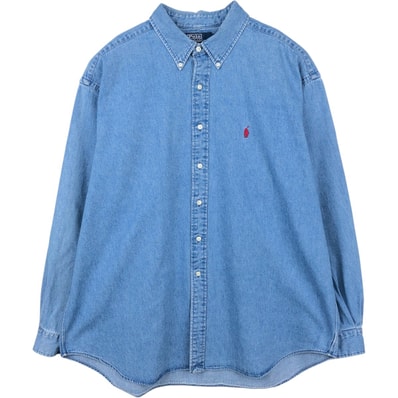 古着 ラルフローレン Ralph Lauren BLAKE 長袖 ボタンダウンデニムシャツ メンズXXL相当/eaa678281