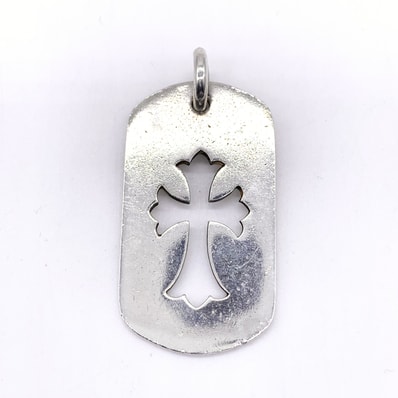 Chrome Hearts Cutout Cross Large Dog Tag Pendant Top SV925 "Silver"