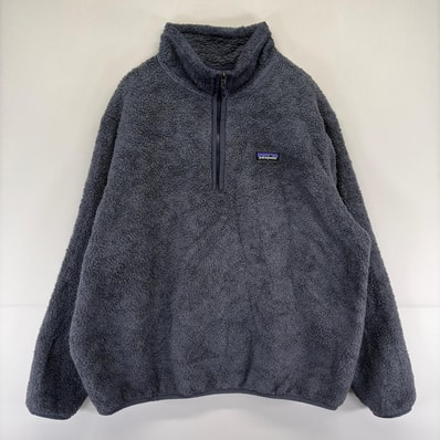 古着 パタゴニア patagonia トレーナー ハーフジップ プルオーバー ワンポイント ロゴ ボア 大きいサイズ フリース 2XL グレー メンズ