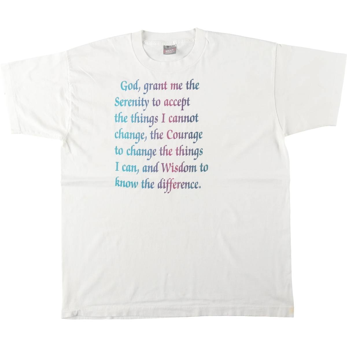 古着 90年代 フルーツオブザルーム FRUIT OF THE LOOM BEST Serenity Prayer ニーバーの祈り プリントTシャツ USA製 メンズXL相当 ヴィンテージ/eaa644495