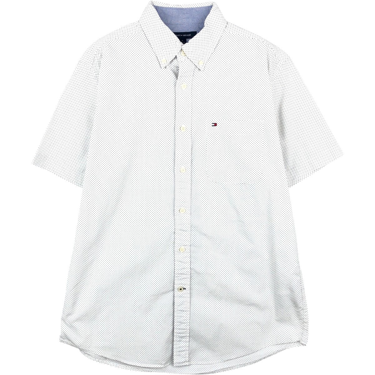 古着 トミーヒルフィガー TOMMY HILFIGER CLASSIC FIT ドット柄 長袖 ボタンダウンシャツ メンズM相当/eaa668691
