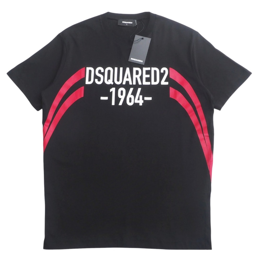 ■未使用品■DSQUARED2 ディースクエアード 半袖Tシャツ サイズL カットソー ロゴ コットン ブラック 20250428/RA4466
