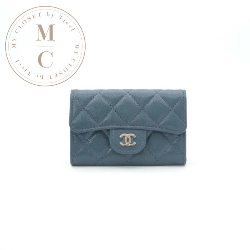 シャネル CHANEL カードケース カード入れ パスケース ブルー シルバー マトラッセ ココマーク 名刺入れ