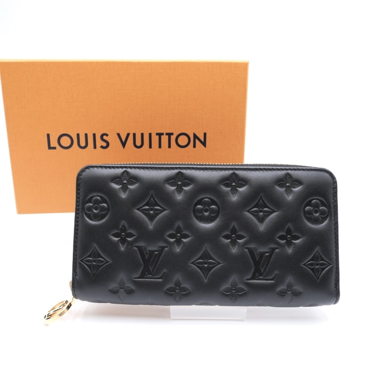 LOUIS VUITTON(ルイ・ヴィトン)ジッピー・ウォレット クッサン 長財布 モノグラム ブラック レザー ゴールド金具 レディース【中古】