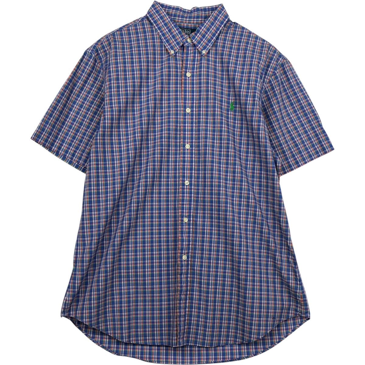 古着 ラルフローレン Ralph Lauren POLO by Ralph Lauren SLIM FIT 半袖 ボタンダウン チェックシャツ メンズXL相当/eaa633141