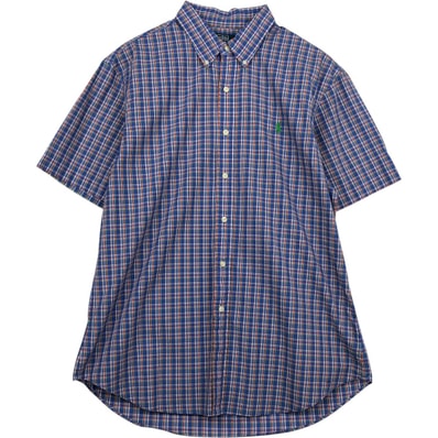 古着 ラルフローレン Ralph Lauren POLO by Ralph Lauren SLIM FIT 半袖 ボタンダウン チェックシャツ メンズXL相当/eaa633141