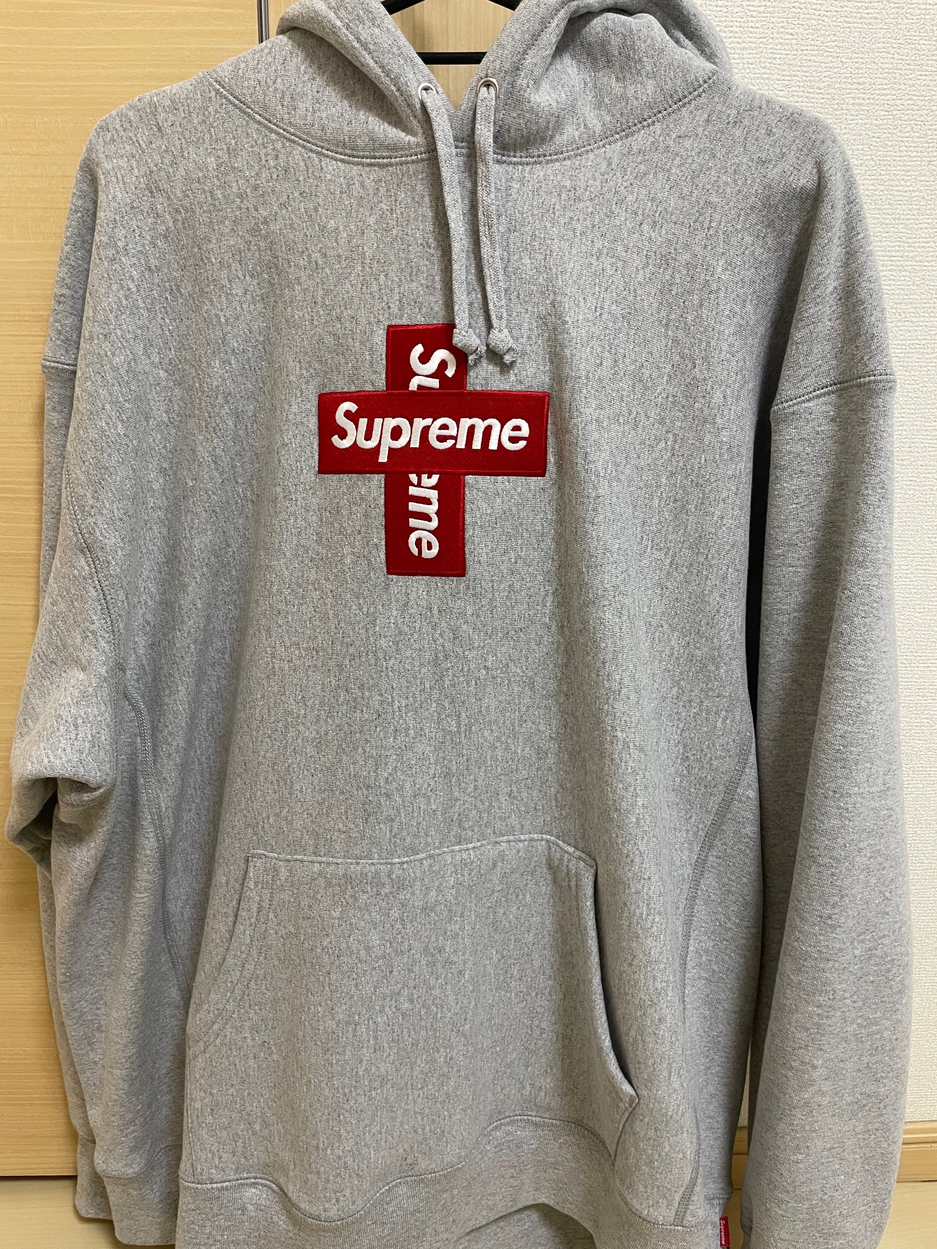 Supreme Cross Box Logo Hooded Sweatshirt "Grey"