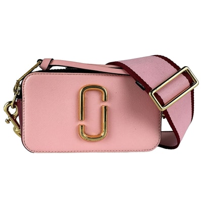 マークジェイコブス MARC JACOBS ショルダーバッグ スナップショット PVCコーティングキャンバス ピンク/ゴールド/レッド レディース【中古】 z10930