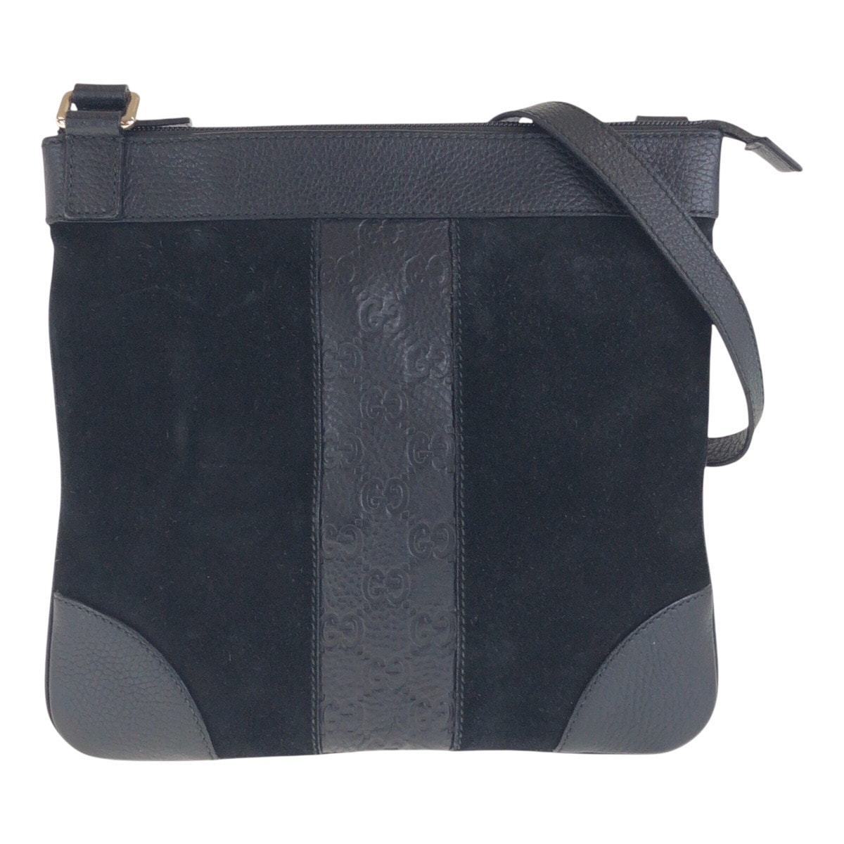 美品 GUCCI グッチ ブラック シルバー金具 スウェード レザー/ 斜め掛け ショルダーバッグ 600953 【中古】