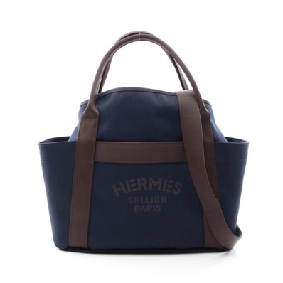エルメス HERMES サックドパンサージュ グルーム ブルーネイビー フー 2WAY トートバッグ バッグ トワルシェブロン / トワルミリタリー トワルシェブロン K刻印(2025年製造) レディース ネイビー系 / ブラウン系 【中古】