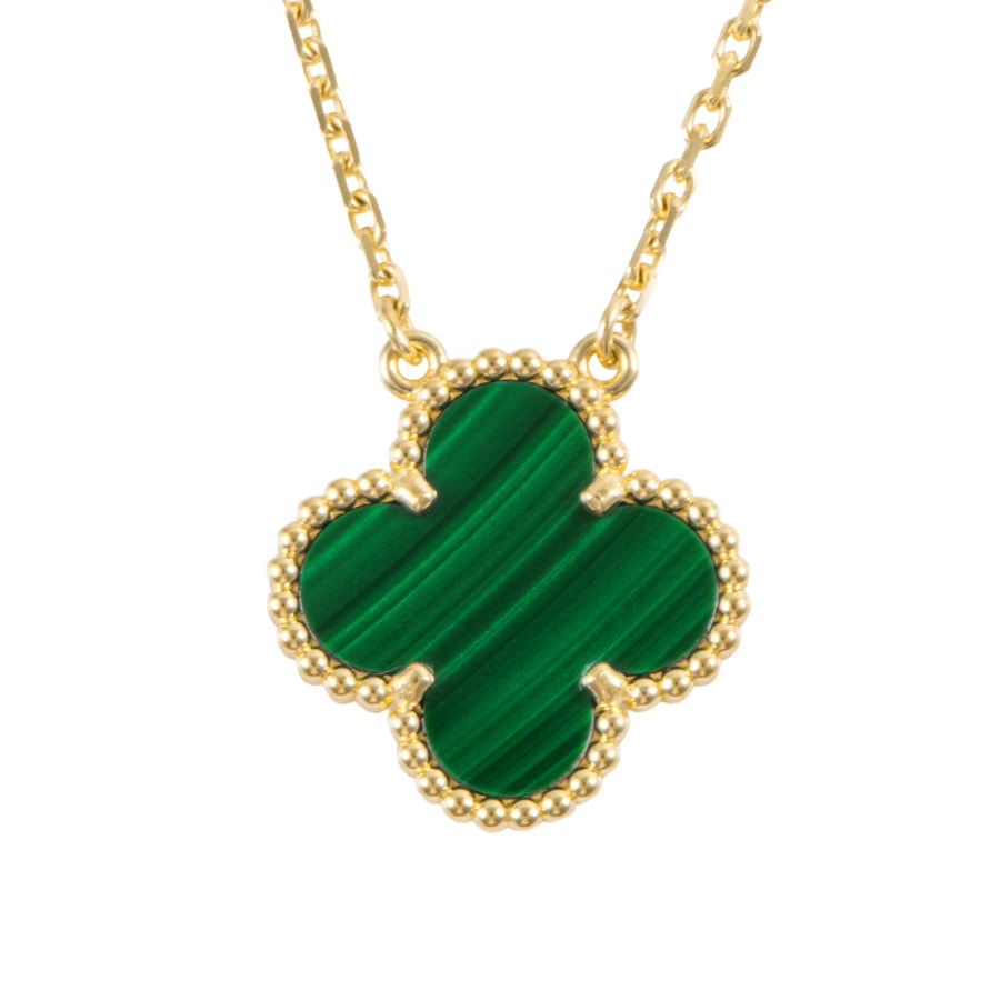 Van Cleef & Arpels ヴァンクリーフ&アーペル ヴィンテージ アルハンブラ ペンダント VCARO9VA00 ネックレス K18YG マラカイト ゴールド グリーン【中古】