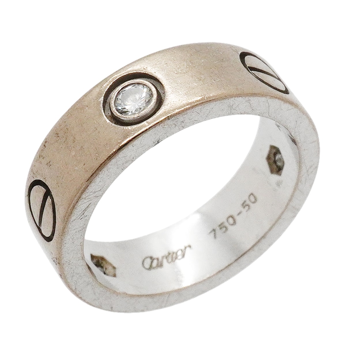 【6jkb0522】カルティエ リング ラブ 3PD K18WG ホワイトゴールド ダイヤモンド #50【中古】レディース