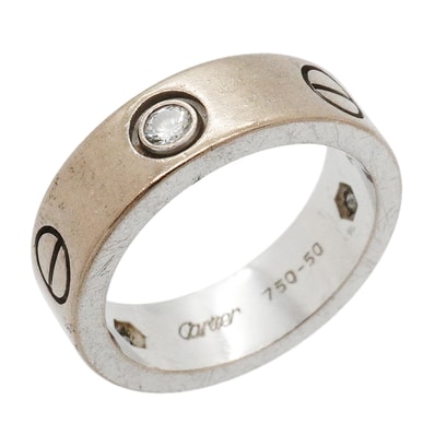 【6jkb0522】カルティエ リング ラブ 3PD K18WG ホワイトゴールド ダイヤモンド #50【中古】レディース
