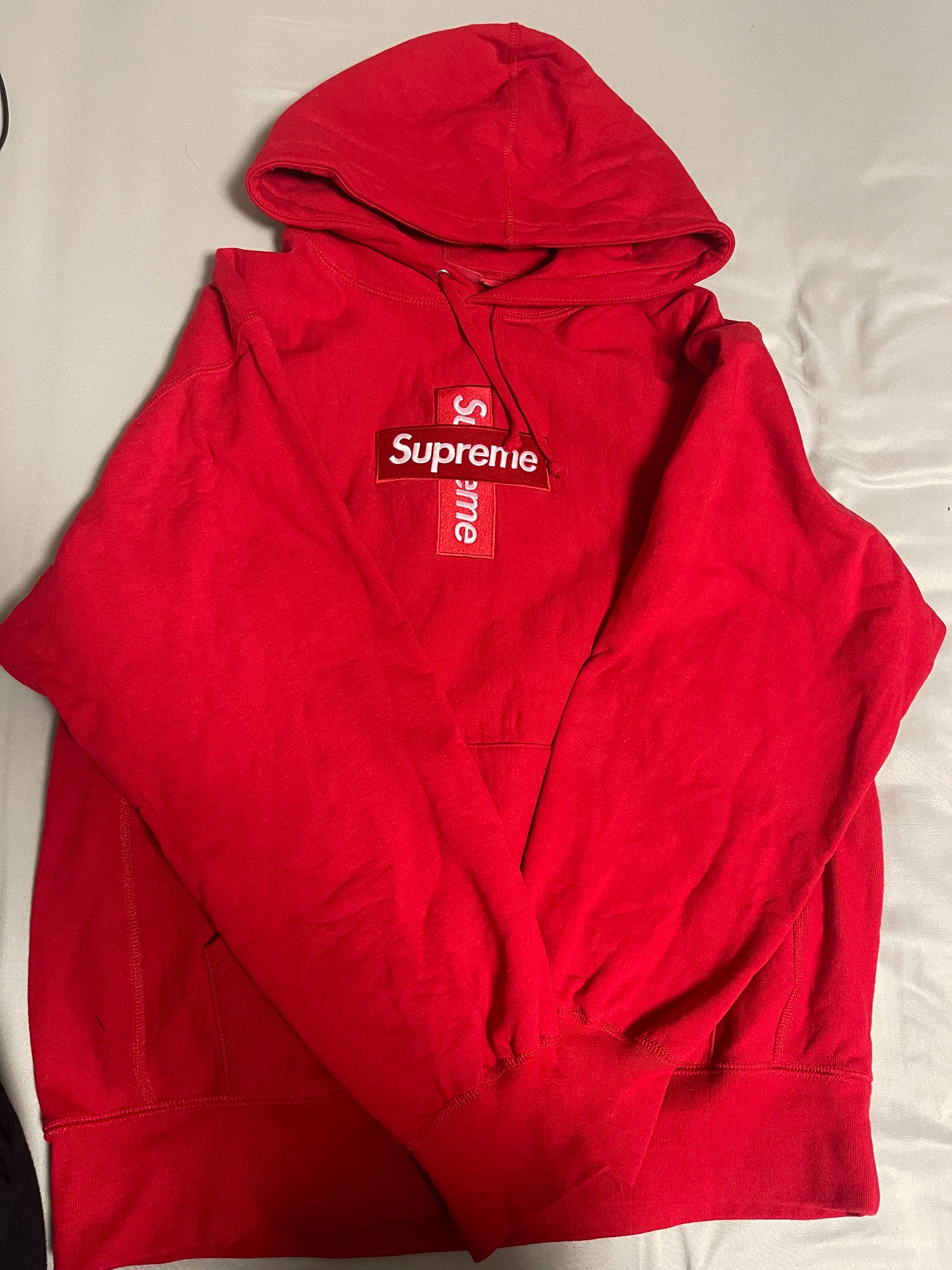 Supreme Cross Box Logo Hooded Sweatshirt "Red"