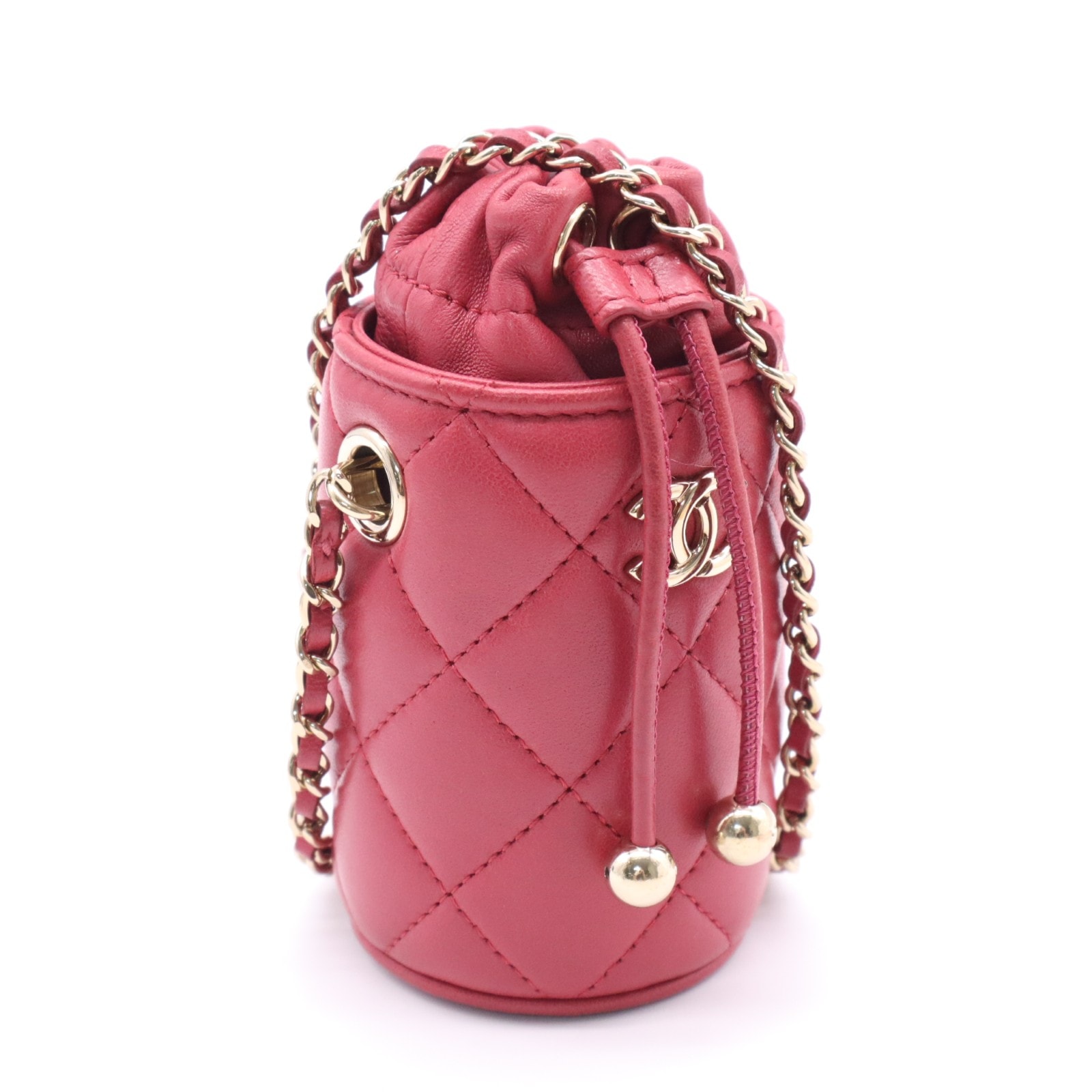 美品 CHANEL シャネル ミニマトラッセ チェーンショルダーバッグ - ショルダーバッグ レッド ゴールド ラムスキン レディース
