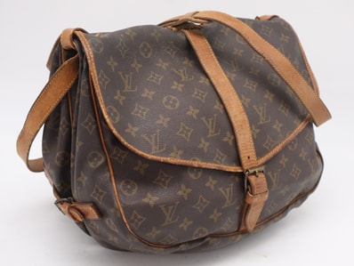 LOUIS VUITTON ルイ・ヴィトン モノグラム キャンバス ソミュール35 M42254 ショルダーバッグ ブラウン コーティングキャンバス レザー レディース