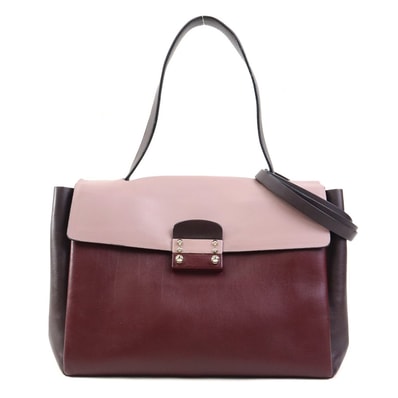 ヴァレンティノ ガラヴァーニ Valentino Garavani ハンドバッグ ショルダーバッグ レザー バーガンディ/ピンクグレー ゴールド レディース【中古】 e60512a