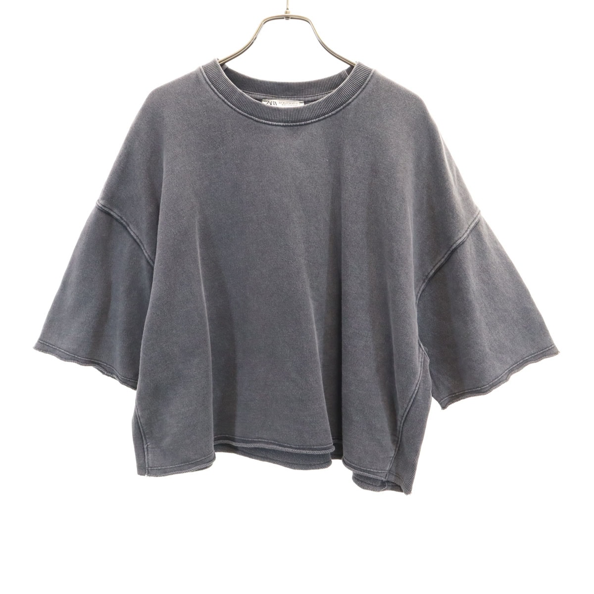ZARA ザラ 半袖 クロップド丈 スウェット M チャコールグレー
