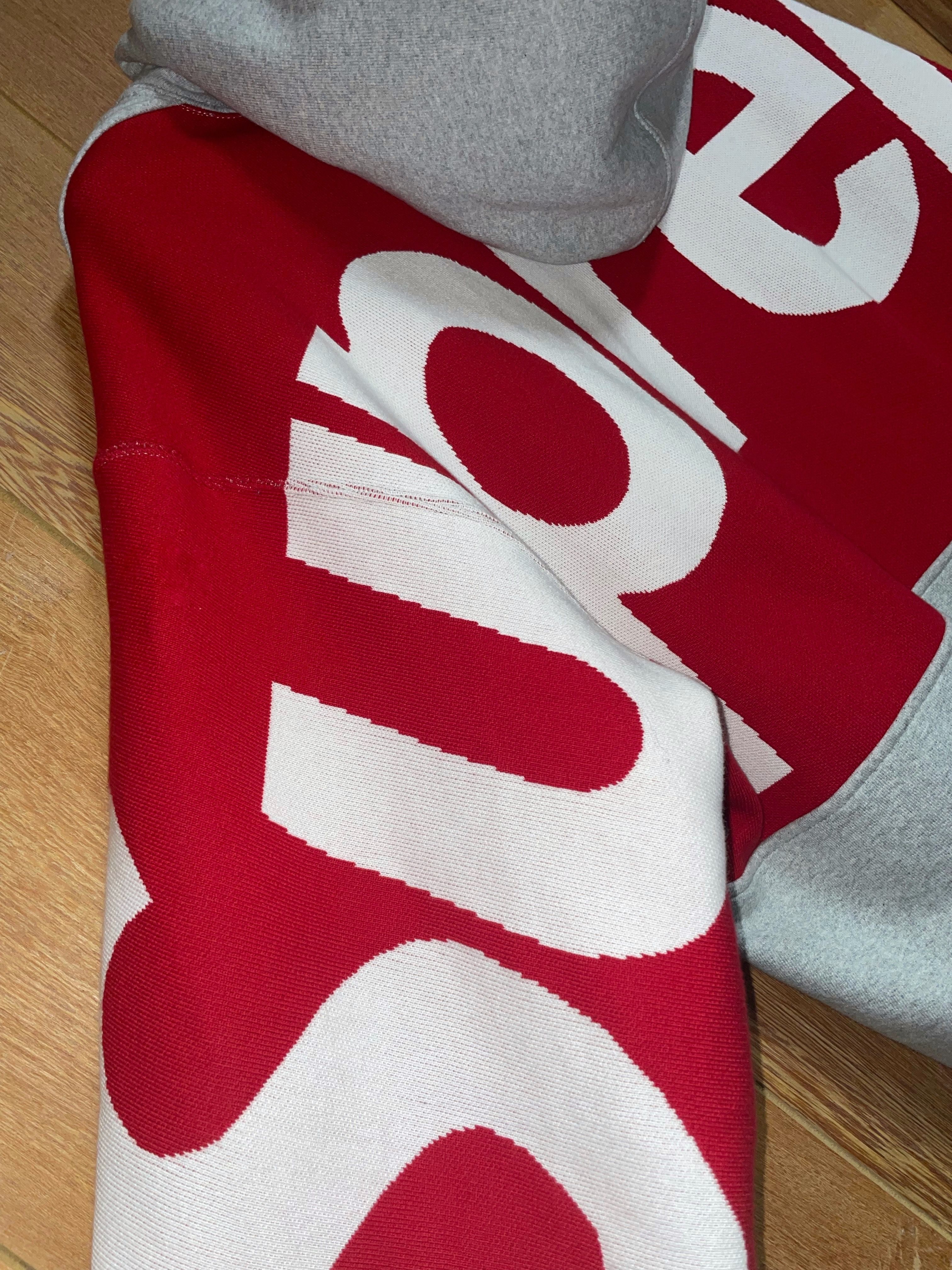 Supreme Big Logo Jacquard Hooded Sweatshirt "Heather Grey"