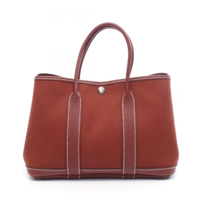 エルメス HERMES ガーデンパーティTPM トートバッグ バッグ キャンバス レザー トワルミリタリー / ネゴンダ トワルミリタリー D刻印(2019年製造) レディース ボルドー系 【中古】