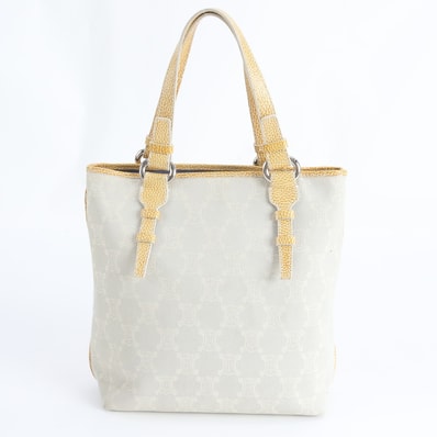 ■美品 セリーヌ マカダムトリオンフトート バッグ レザー×キャンバス