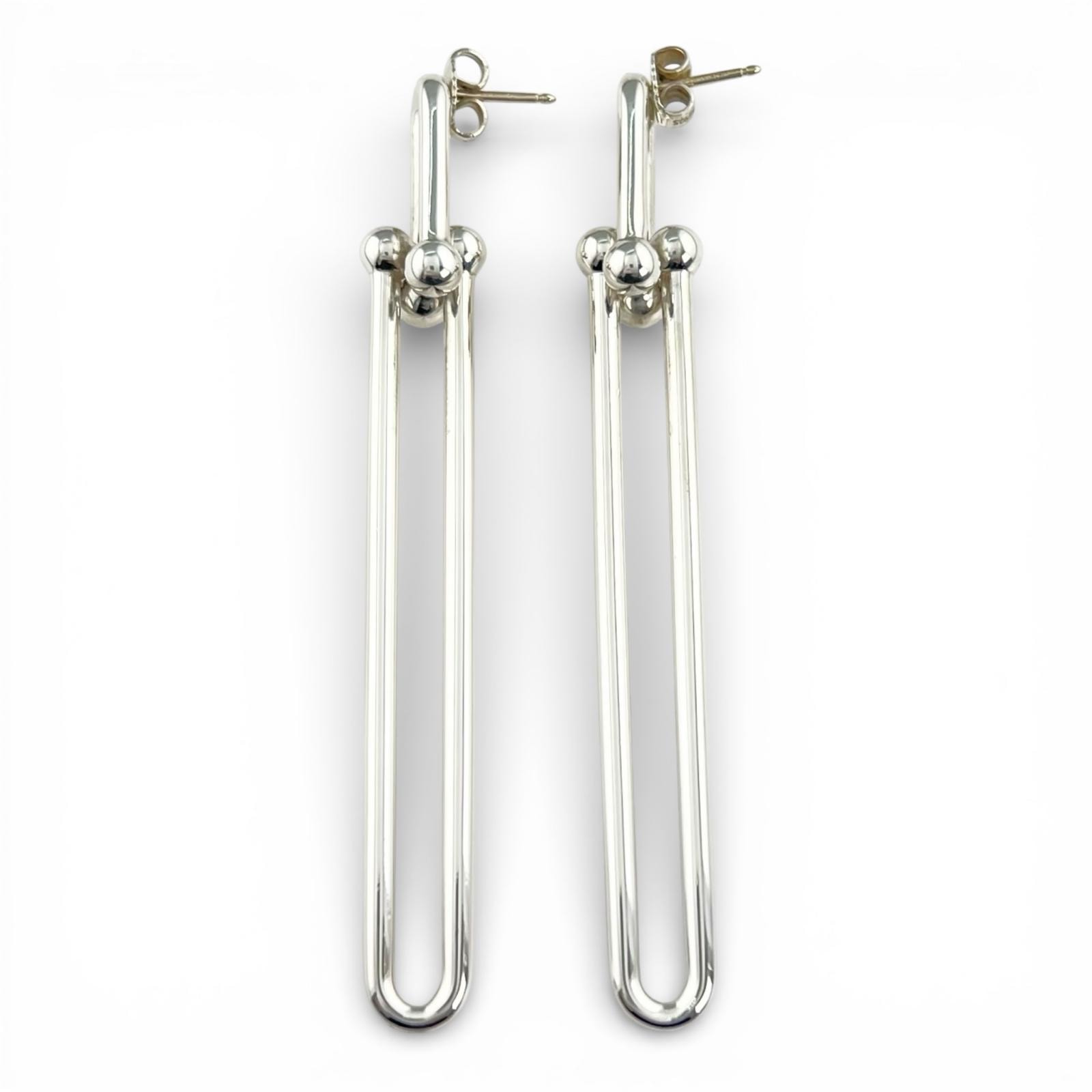 美品 ティファニー ハードウェア ダブルロング リンク ピアス シルバー レディース
