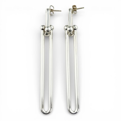 美品 ティファニー ハードウェア ダブルロング リンク ピアス シルバー レディース