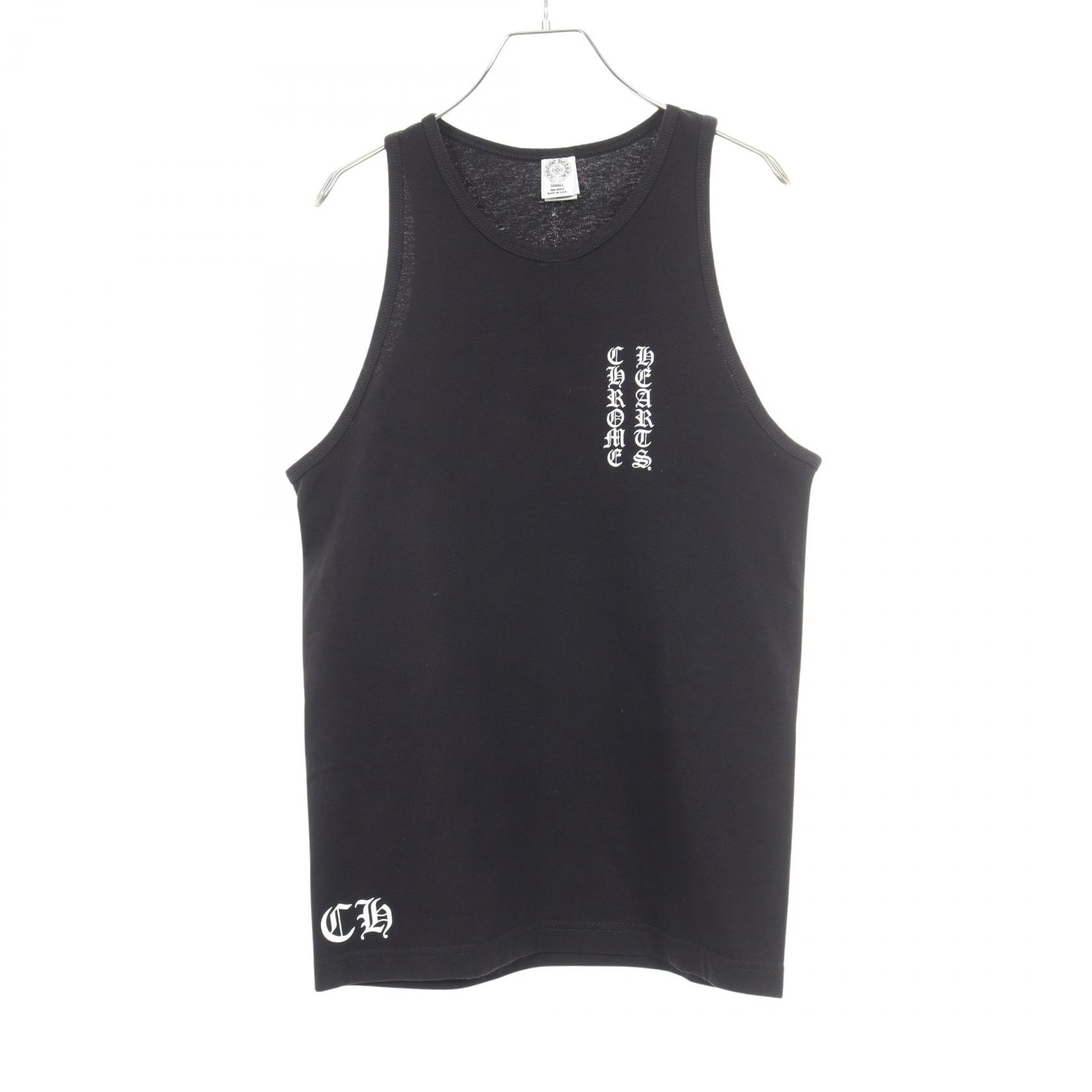 クロムハーツ CHROME HEARTS バーティカルロゴ タンクトップ 衣料品 トップス コットン メンズ ブラック系 【中古】