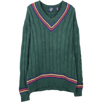 古着 90年代 ギャップ GAP オールドギャップ ケーブル編み チルデンニットセーター メンズXL相当 ヴィンテージ/eaa671373