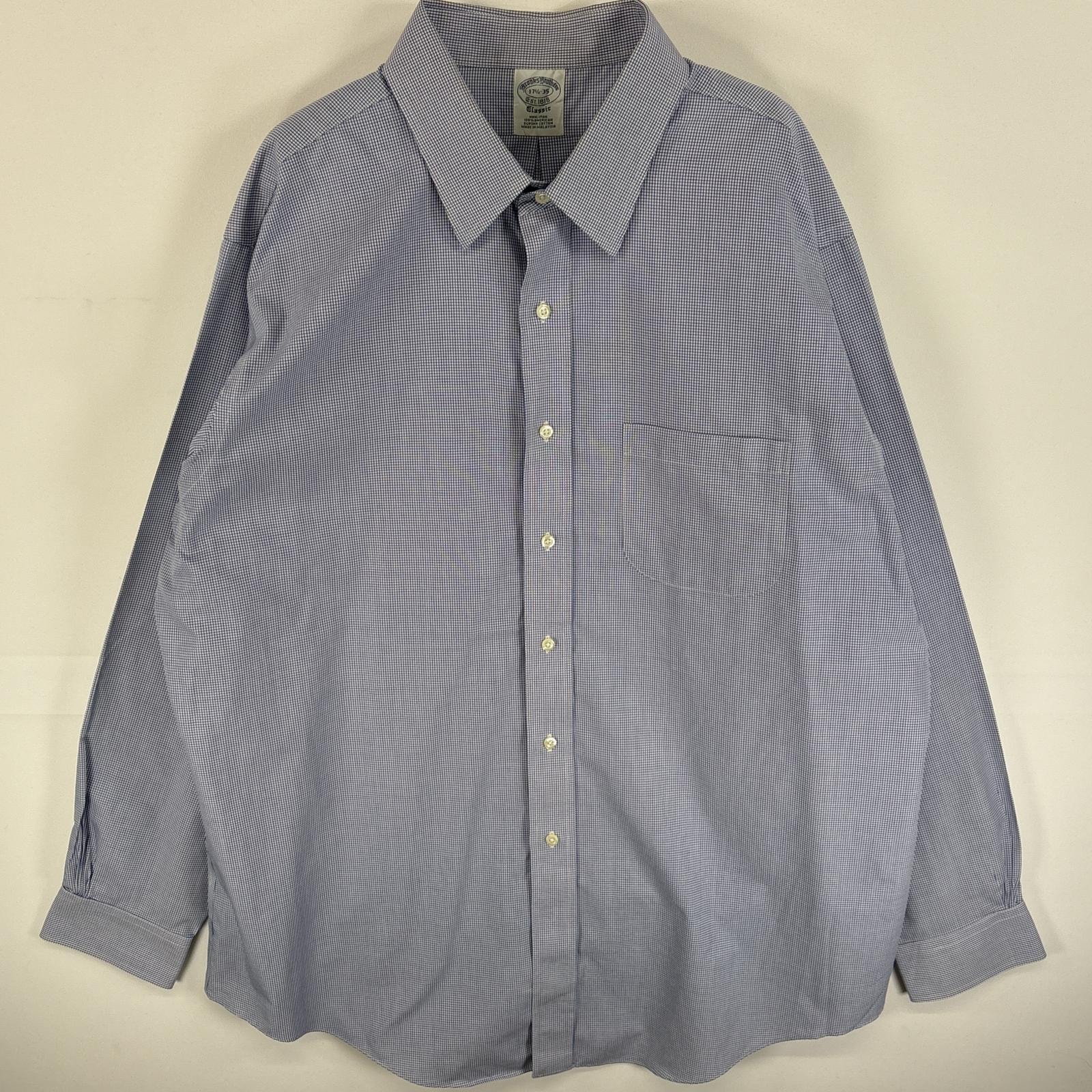 古着 ブルックスブラザーズ Brooks Brothers 長袖シャツ 胸ポケ 大きいサイズ CLASSIC 17 1/2 XL-2XL  ブルー系 チェック メンズ
