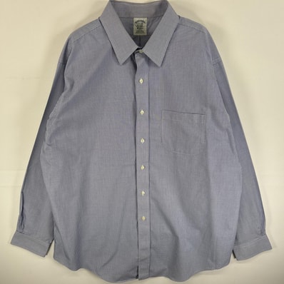 古着 ブルックスブラザーズ Brooks Brothers 長袖シャツ 胸ポケ 大きいサイズ CLASSIC 17 1/2 XL-2XL ブルー系 チェック メンズ