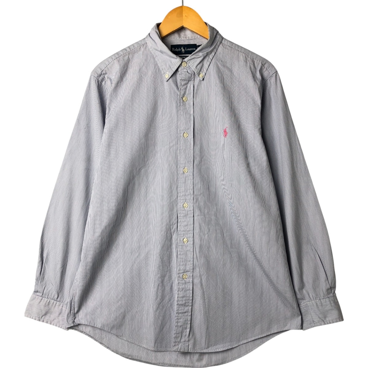 古着 ラルフローレン Ralph Lauren CUSTOM FIT 長袖 ボタンダウンストライプシャツ メンズL相当/eaa547837