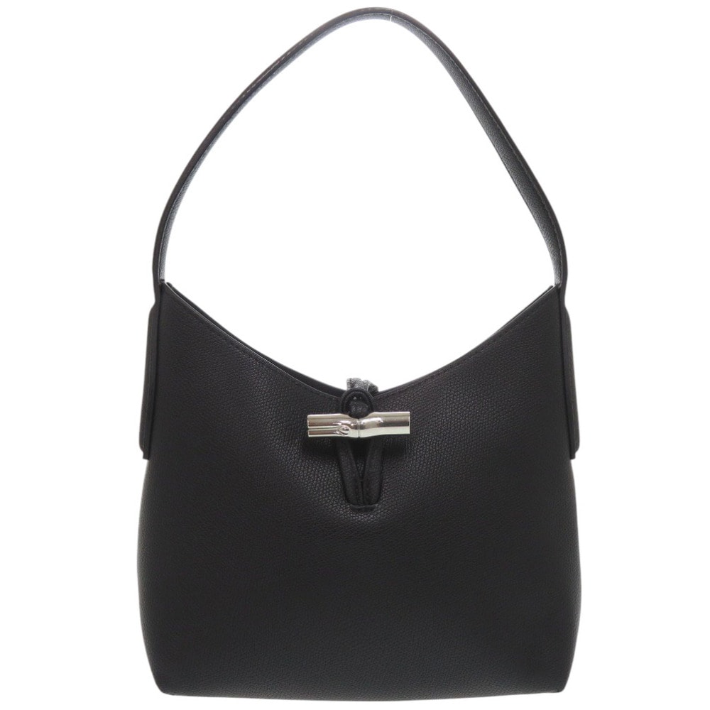 ロンシャン  ロゾ   レザー  ブラック   ハンドバッグ