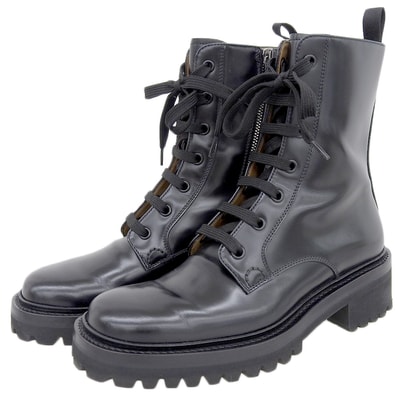 チャーチ 美品 GWYNETH レザー レースアップ サイドZIP ブーツ シューズ メンズ ブラック 36.5 36 1/2