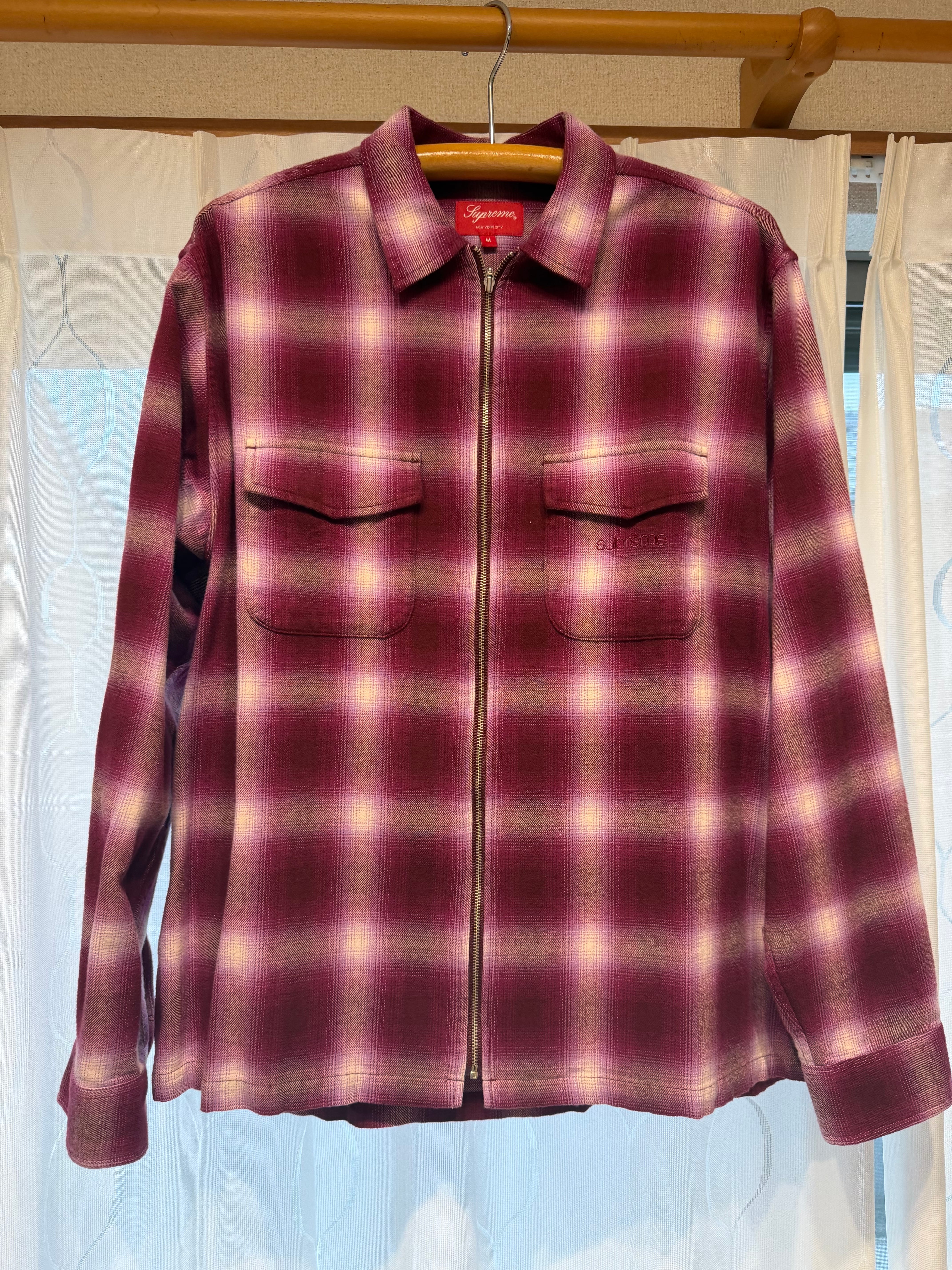 Supreme Shadow Plaid Flannel Zip Up Shirt "Magenta"