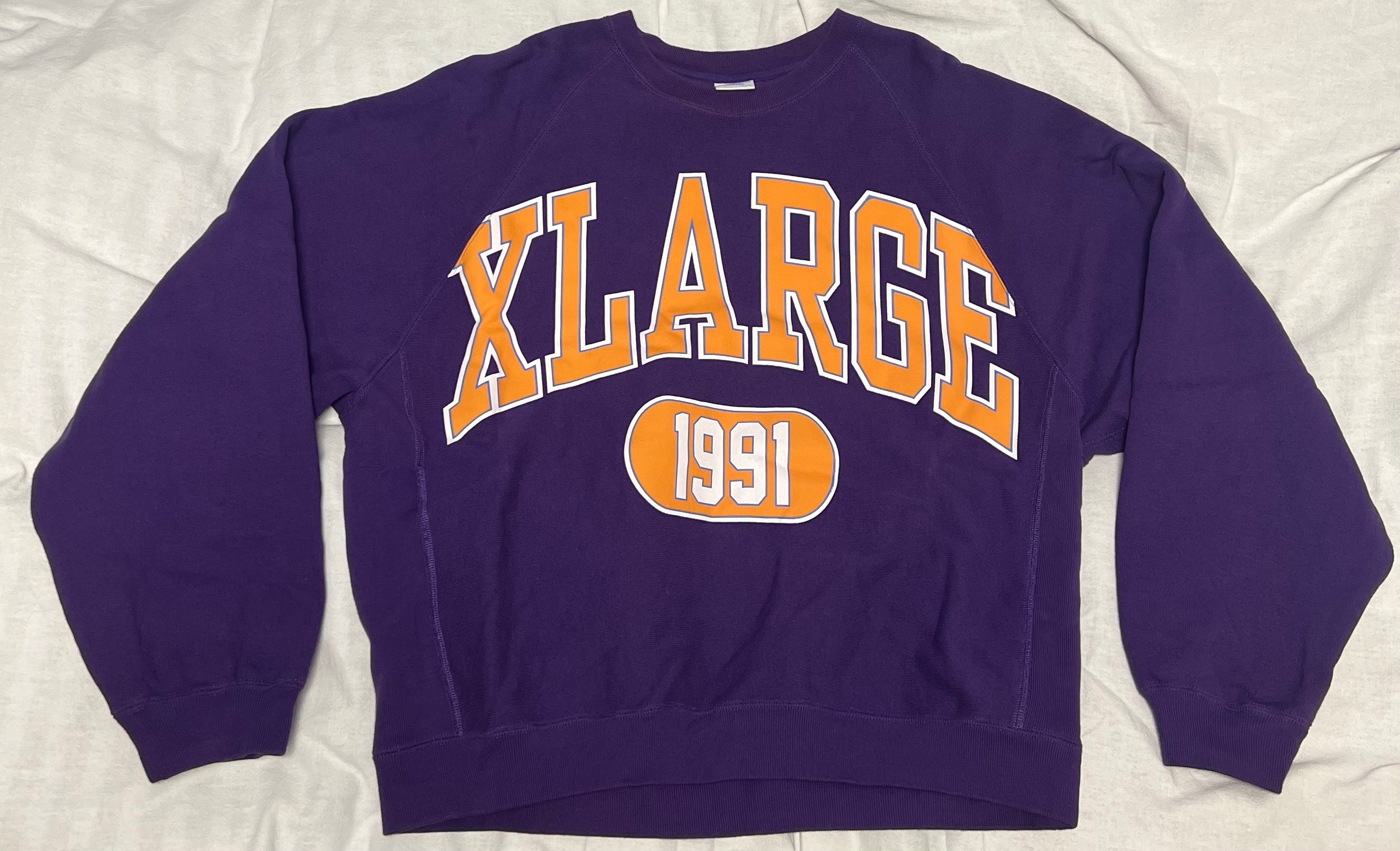 XLARGE x Champion College Raglan Crewneck Sweat "Purple" C8-W016