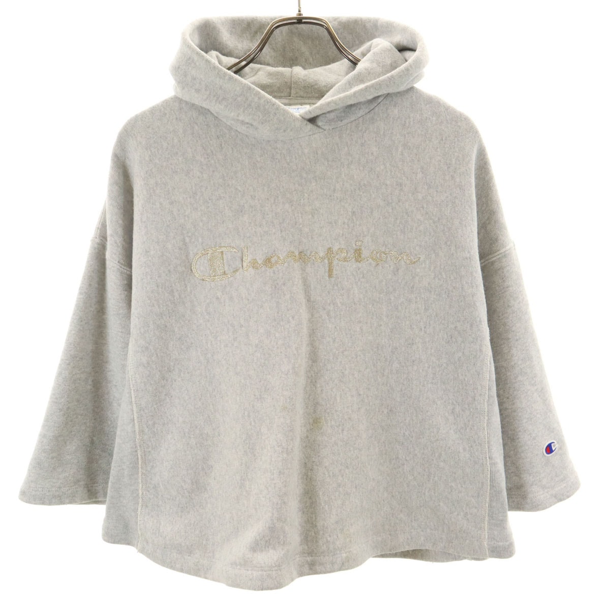 Champion チャンピオン 7分袖 リバースウィーブ スウェットパーカー M グレー