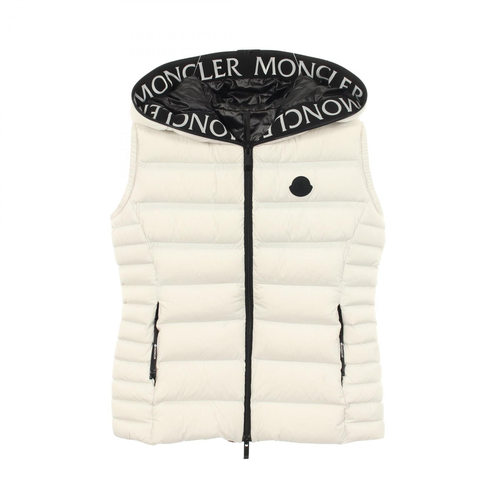 モンクレール MONCLER ALITERSE フード付き ダウンベスト 衣料品 アウター ナイロン レディース ホワイト系 / ブラック系 1A00022 【中古】