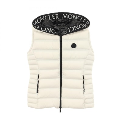 モンクレール MONCLER ALITERSE フード付き ダウンベスト 衣料品 アウター ナイロン レディース ホワイト系 / ブラック系 1A00022 【中古】