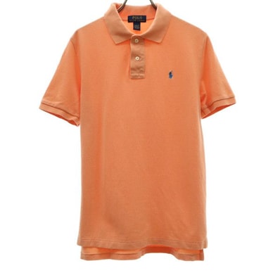 POLO RALPH LAUREN ポロラルフローレン ロゴ刺繍 半袖 ポロシャツ L(14-16) オレンジ 鹿の子