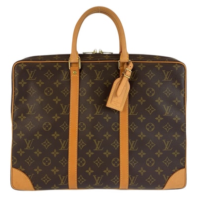 美品 LOUIS VUITTON ルイヴィトン モノグラム ポルトドキュマン ヴォワヤージュ ブラウン ゴールド金具 PVC レザー/ ビジネスバッグ ブリーフケース 602600 【中古】