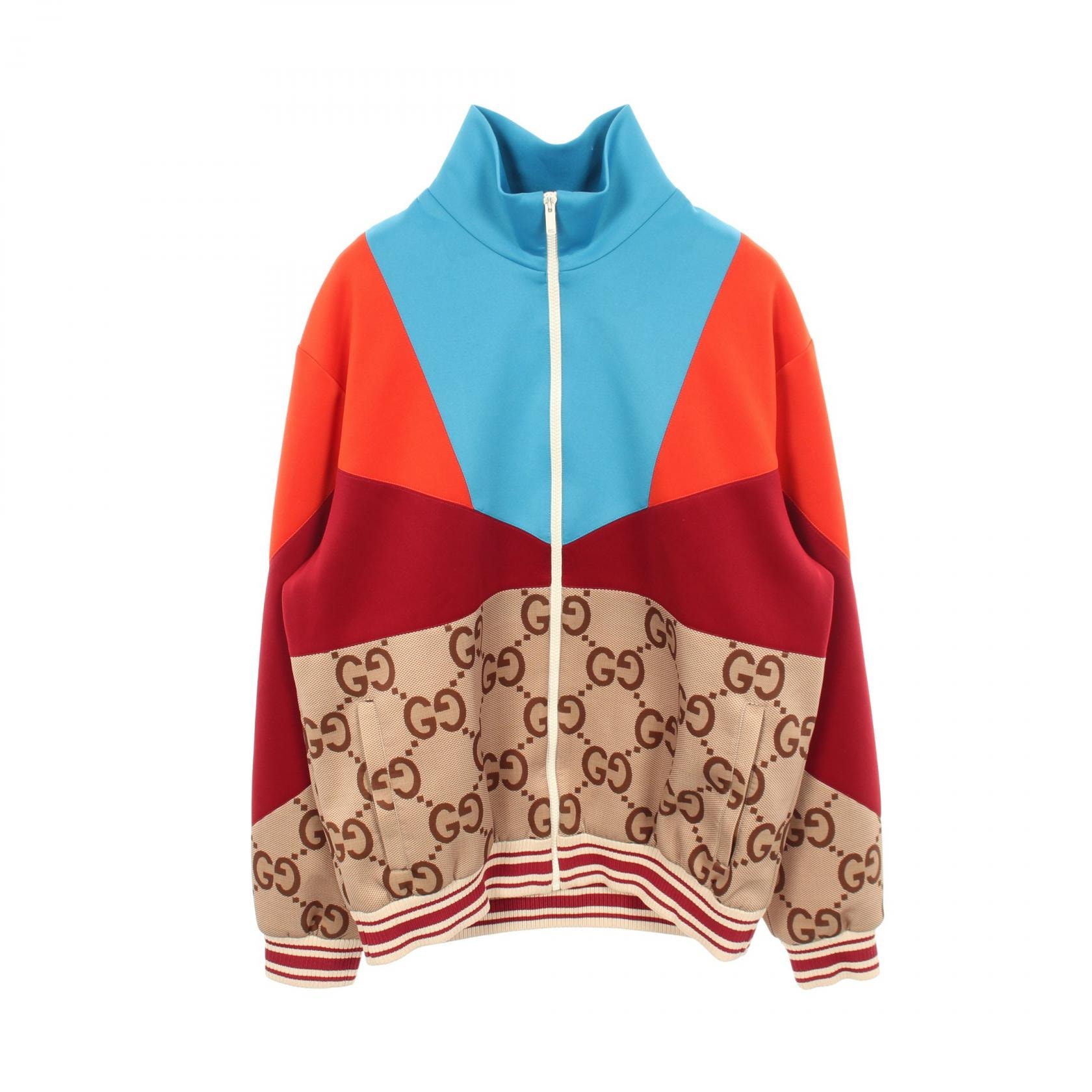 グッチ GUCCI ジャンボGG ネオプレンジップジャケット 衣料品 アウター ポリエステル メンズ ブルー系 / オレンジ系 / マルチカラー 【中古】