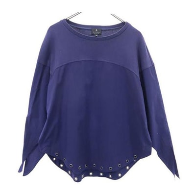 LANVIN ランバン 日本製 長袖 切替デザイン Tシャツ 40 ネイビー ロンT