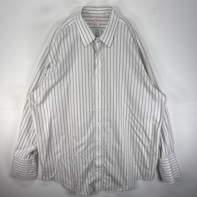 古着 ブルックスブラザーズ Brooks Brothers 長袖シャツ 胸ポケット カフス ホワイト系 ストライプ メンズ