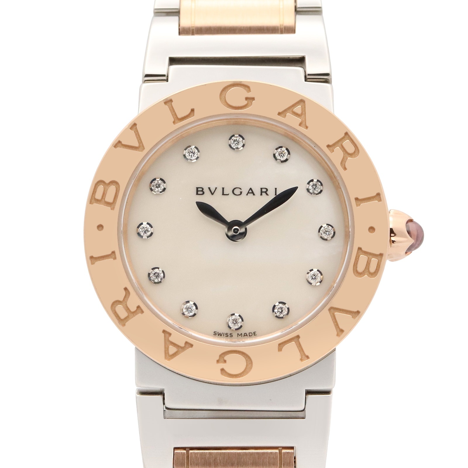 ブルガリ BVLGARI ブルガリ ブルガリ 腕時計 時計 K18PG(ピンクゴールド) ステンレススチール ダイヤモンド レディース ホワイト系 ホワイトシェル BBLP26SG 【中古】