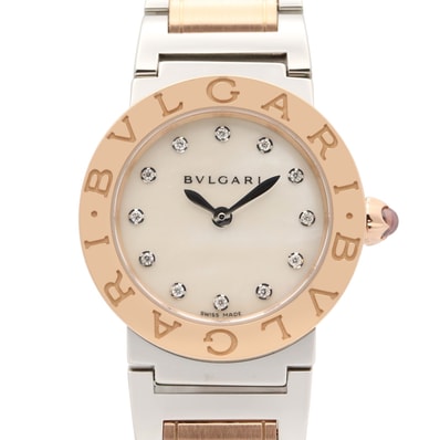 ブルガリ BVLGARI ブルガリ ブルガリ 腕時計 時計 K18PG(ピンクゴールド) ステンレススチール ダイヤモンド レディース ホワイト系 ホワイトシェル BBLP26SG 【中古】