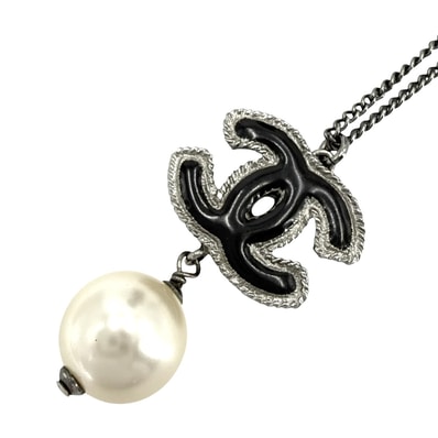 CHANEL シャネル ネックレス ココマーク スウィングパール アクセサリー アジャスター付き メタル フェイクパール 13S レディース 約10.8g 2013年【中古品】