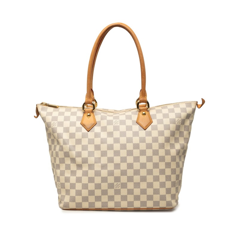 ルイ ヴィトン ダミエ アズール サレヤMM トートバッグ ショルダーバッグ N51185 ホワイト PVC レザー レディース LOUIS VUITTON 中古
